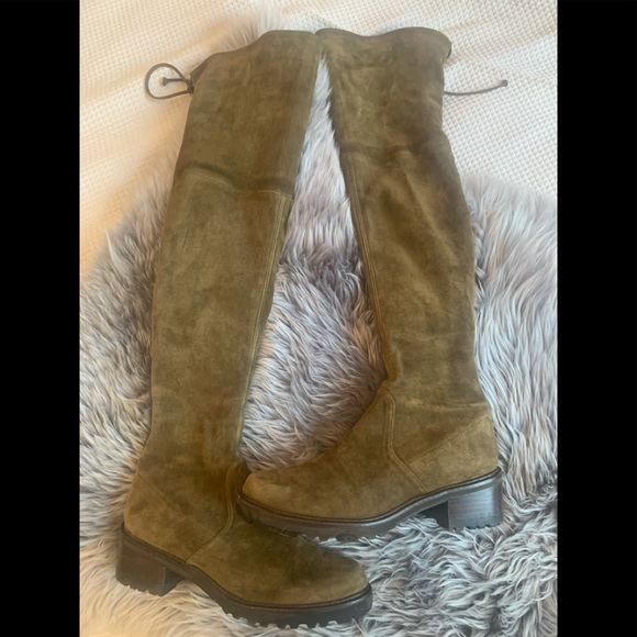 Stuart Weitzman Vanland Olive Over-The-Knee Boots - Picture 2 of 3